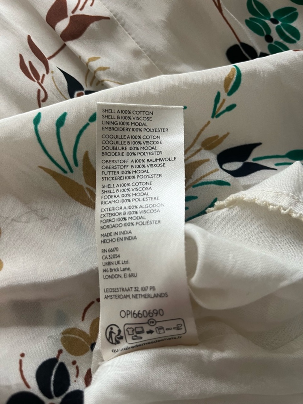 Anthropologie 24W Printed V-Neck Maxi Dress floral crochet bodice ivory, boho - Picture 9 of 10